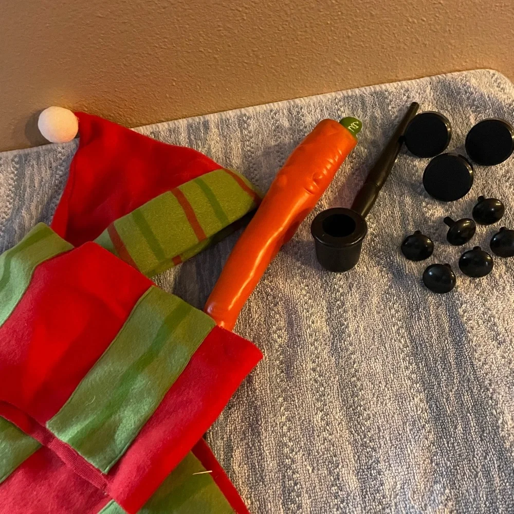 Snowman Kit Eyes Pipe Buttons Hat Scarf